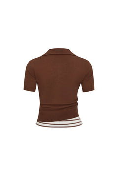 Brown Striped Faux Two - piece POLO - ANN ANDELMAN