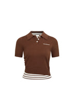 Brown Striped Faux Two - piece POLO - ANN ANDELMAN