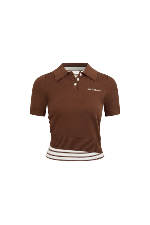 Brown Striped Faux Two - piece POLO - ANN ANDELMAN