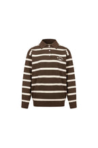 Brown Striped Long - sleeved Polo Shirt - ANN ANDELMAN