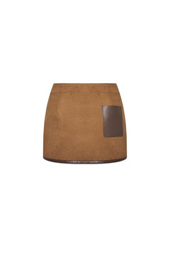 Brown Suede Patchwork Skirt - ANN ANDELMAN