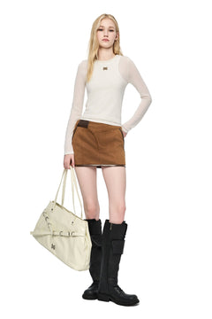 Brown Suede Patchwork Skirt - ANN ANDELMAN