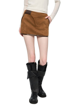 Brown Suede Patchwork Skirt - ANN ANDELMAN