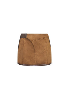 Brown Suede Patchwork Skirt - ANN ANDELMAN