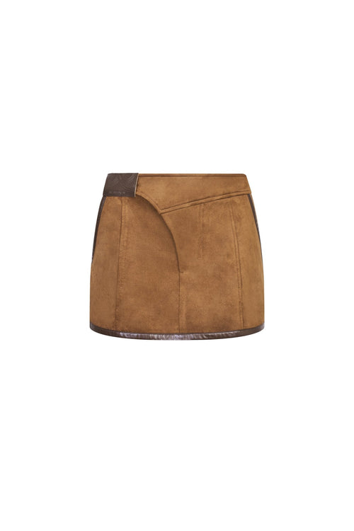 Brown Suede Patchwork Skirt - ANN ANDELMAN