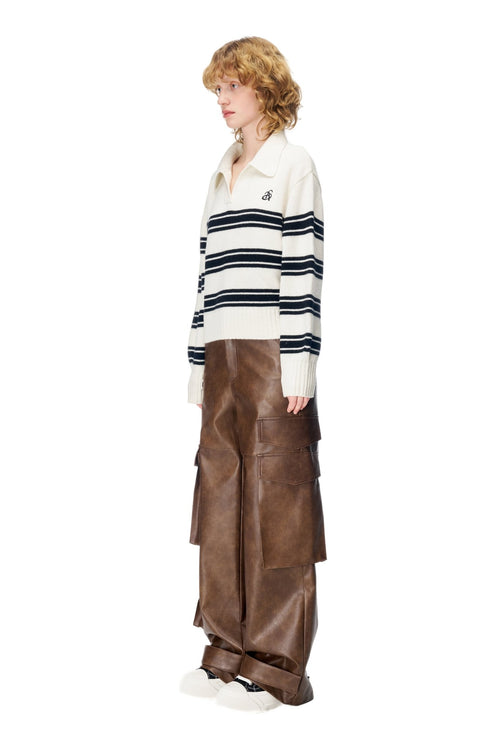 Brown Washed Leather Pants - ANN ANDELMAN
