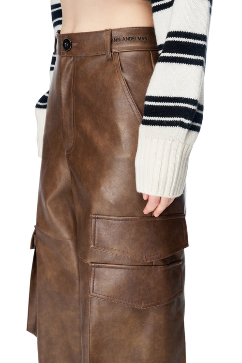 Brown Washed Leather Pants - ANN ANDELMAN
