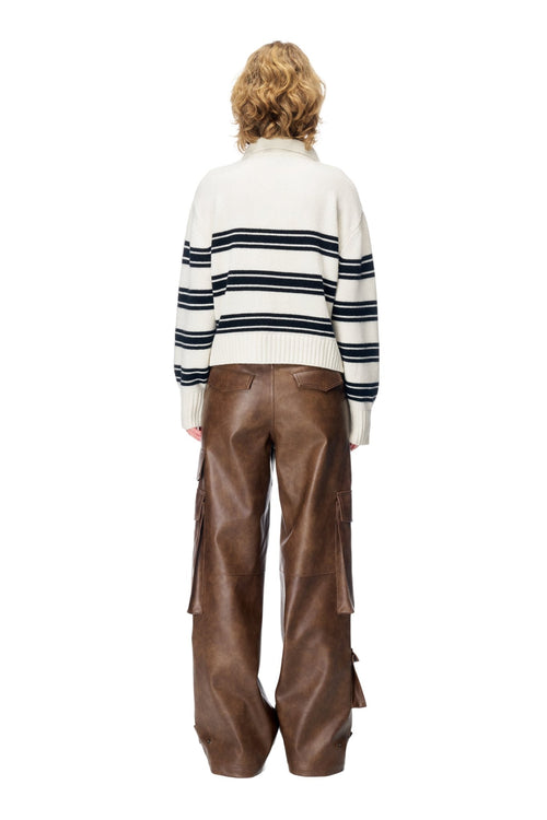 Brown Washed Leather Pants - ANN ANDELMAN
