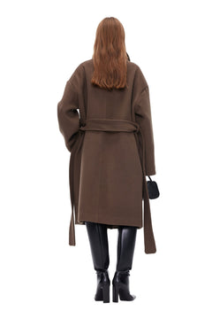 Brown Wool Lapel Coat - ANN ANDELMAN
