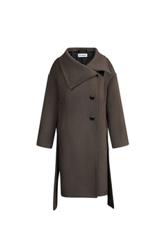 Brown Wool Lapel Coat - ANN ANDELMAN