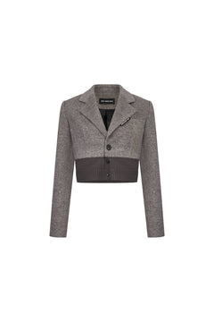 Brown Wool Patchwork Short Suit - ANN ANDELMAN