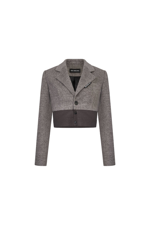 Brown Wool Patchwork Short Suit - ANN ANDELMAN