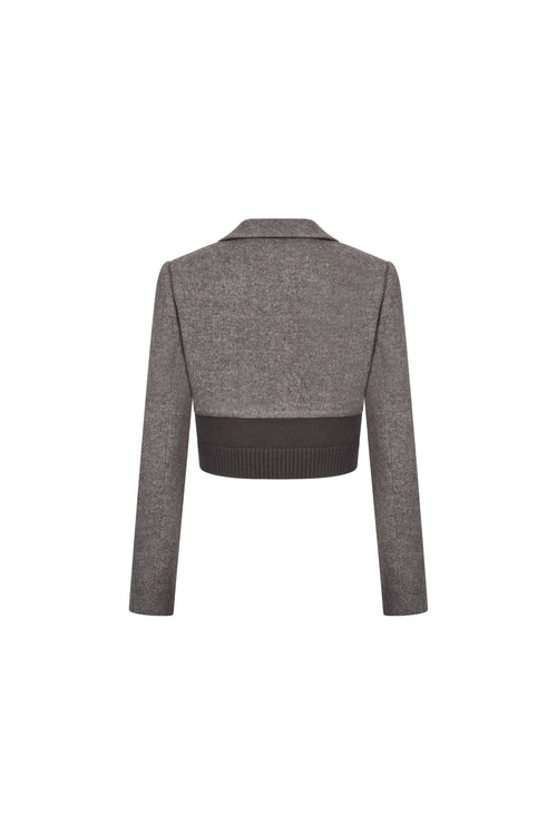 Brown Wool Patchwork Short Suit - ANN ANDELMAN