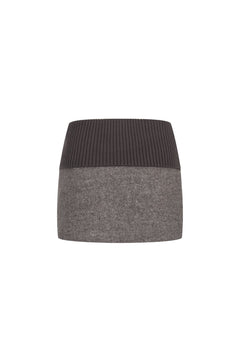 Brown Wool Patchwork Tweed Mini Skirt - ANN ANDELMAN