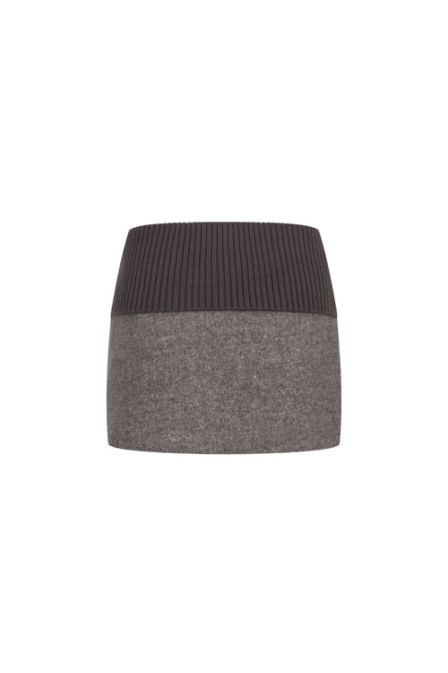 Brown Wool Patchwork Tweed Mini Skirt - ANN ANDELMAN