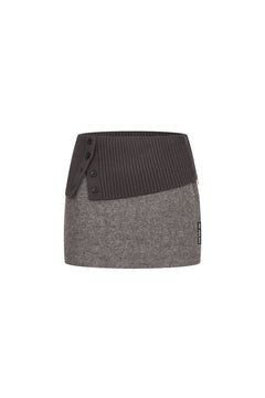 Brown Wool Patchwork Tweed Mini Skirt - ANN ANDELMAN