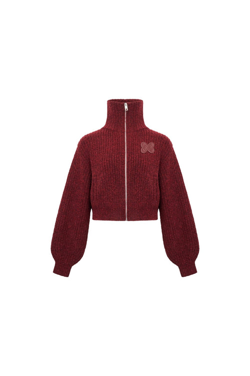 Burgundy Chunky Knit Turtleneck Sweater - ANN ANDELMAN