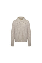 Camel - colored Large Collar Knit Cardigan - ANN ANDELMAN