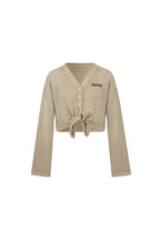 Camel - colored Openwork Tie - up Knit Cardigan - ANN ANDELMAN