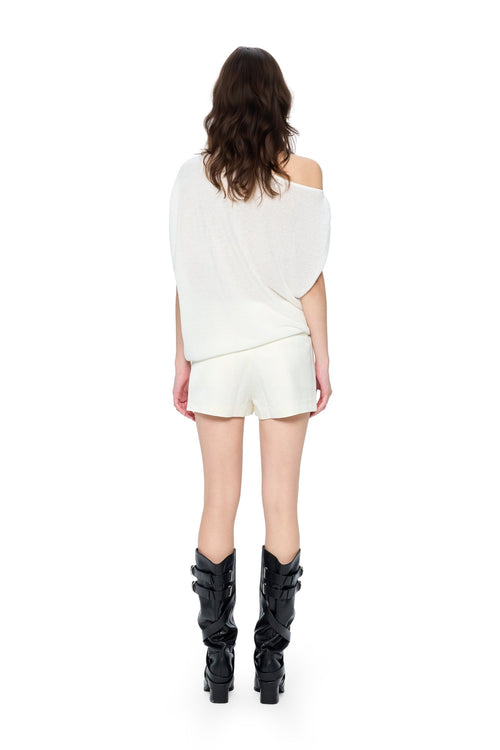 Champagne-colored Acetate Bow Skort - ANN ANDELMAN