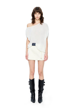 Champagne-colored Acetate Bow Skort - ANN ANDELMAN