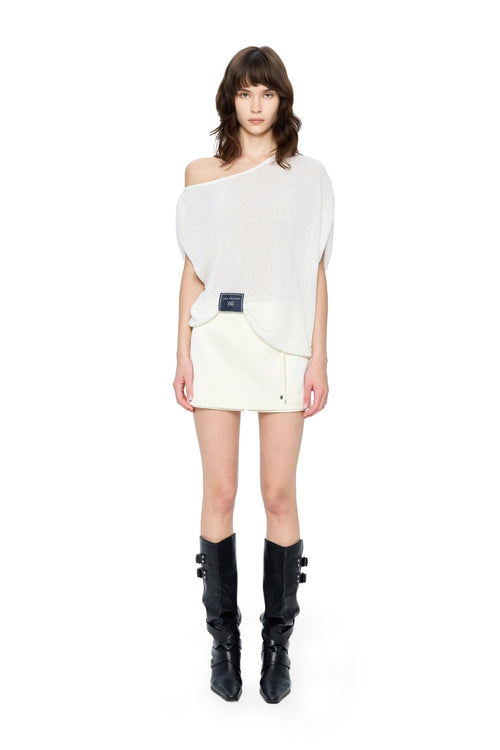 Champagne-colored Acetate Bow Skort - ANN ANDELMAN