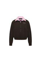 Coffee - colored Faux Two - piece Patchwork Shirt Collar Jacket - ANN ANDELMAN