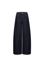 Dark Blue Full - color Laser - printed Denim Wide - leg Pants - ANN ANDELMAN