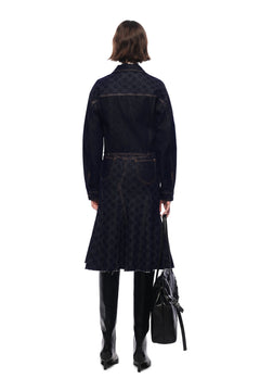 Dark Blue Laser - cut Denim Fishtail Skirt - ANN ANDELMAN