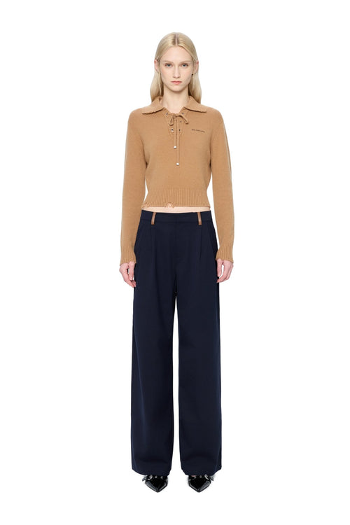 Dark Blue Leather Jeans - ANN ANDELMAN