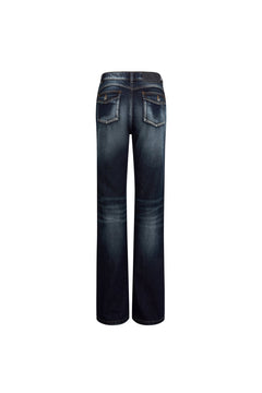 Dark Blue Low - rise Ripped Jeans - ANN ANDELMAN