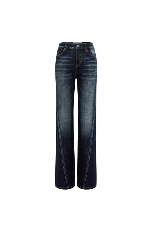 Dark Blue Low - rise Ripped Jeans - ANN ANDELMAN