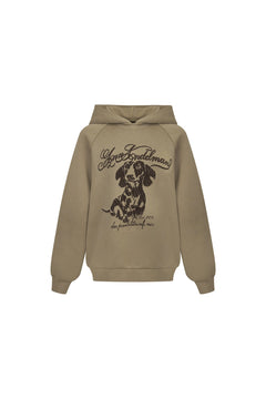 Dark Brown Puppy Print Hoodie - ANN ANDELMAN