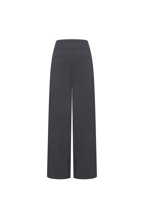 Dark Dray Deconstructed Wide - leg Trousers - ANN ANDELMAN