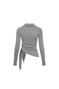 Dark Gray Collared Top - ANN ANDELMAN