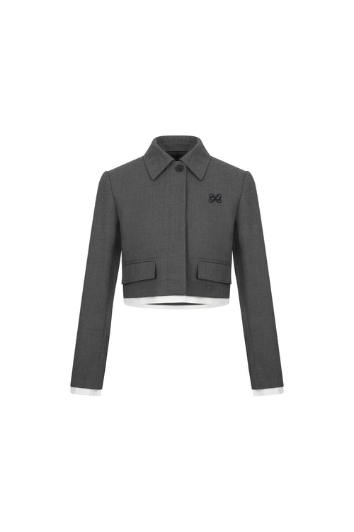 Dark Gray Cropped Blazer - ANN ANDELMAN