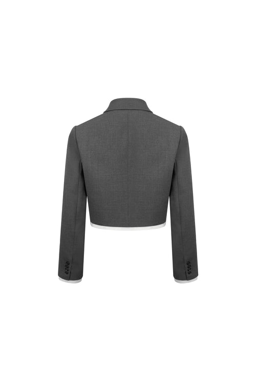 Dark Gray Cropped Blazer - ANN ANDELMAN