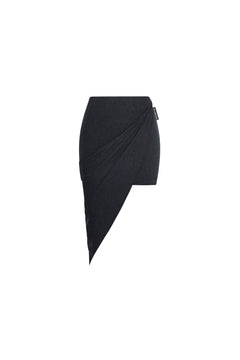 Dark Gray Deconstructed Knit Skirt - ANN ANDELMAN