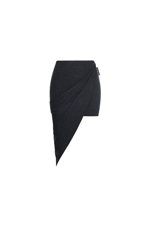 Dark Gray Deconstructed Knit Skirt - ANN ANDELMAN