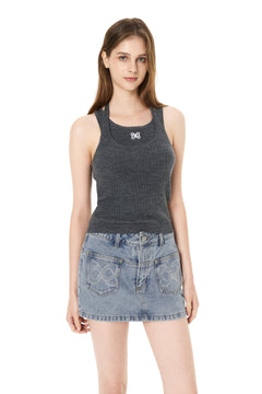Dark Gray Fake Two - Piece Knitted Vest - ANN ANDELMAN