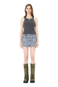 Dark Gray Fake Two - Piece Knitted Vest - ANN ANDELMAN