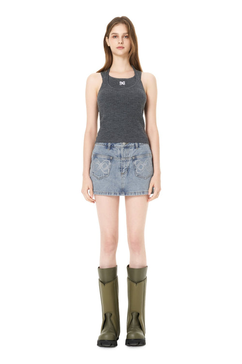 Dark Gray Fake Two - Piece Knitted Vest - ANN ANDELMAN