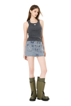 Dark Gray Fake Two - Piece Knitted Vest - ANN ANDELMAN