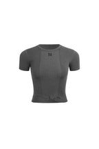 Dark Gray Fitted Knit Top - ANN ANDELMAN
