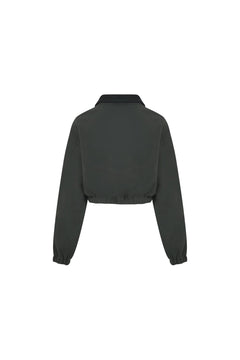 Dark Gray Fleece Cropped Sweatshirt - ANN ANDELMAN