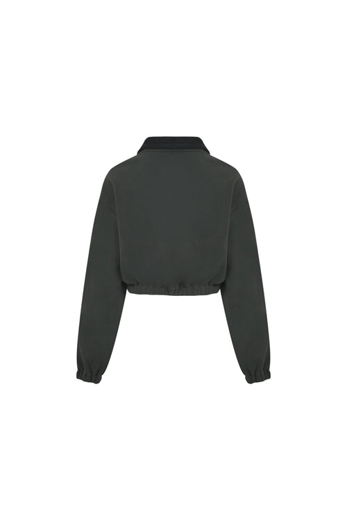 Dark Gray Fleece Cropped Sweatshirt - ANN ANDELMAN