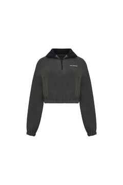 Dark Gray Fleece Cropped Sweatshirt - ANN ANDELMAN