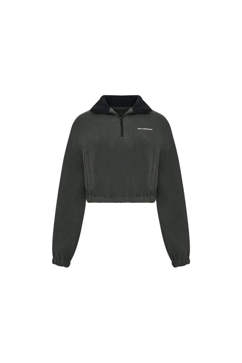 Dark Gray Fleece Cropped Sweatshirt - ANN ANDELMAN