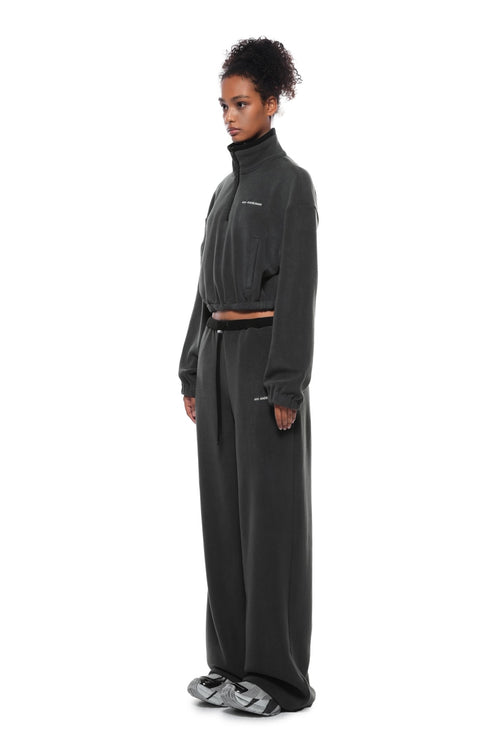 Dark Gray Fleece Wide - leg Pants - ANN ANDELMAN