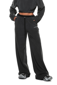 Dark Gray Fleece Wide - leg Pants - ANN ANDELMAN